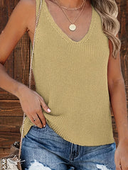 Womens V-Neck Soft Knit Sweater Vest - Loose & Cozy, Sleeveless Solid Colors for Fall Winter - Perfect Vacation Style, Trendy Layering Essential