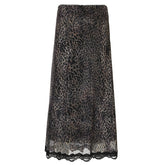 Vintage Leopard Print Sheer Mesh Skirt Women's American Style Lace Trimmed Bodycon Dress New Arrival Medium Length Dress