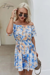 Ingvn - Off-Shoulder Short Flutter Sleeve Mini Dress