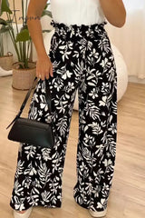 Ingvn - Casual Vintage Floral Loose High Waist Wide Leg Full Print Bottoms