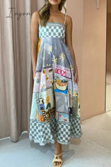 Ingvn - Sexy Bohemian Print Patchwork Sling Dress Dresses