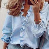 Ingvn - Womens Tops And Blouses Elegant Long Sleeve White Ol Shirt Ladies Solid Color Chemise Femme Blusa Feminina Streetwear