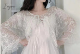 Ingvn - Sannian Actual Photo Of Long Sling Dress With Lace Sunscreen In Soft Yarn In Summer Of 2 Piece Set Women Sleeveless Dress