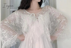 Ingvn - Sannian Actual Photo Of Long Sling Dress With Lace Sunscreen In Soft Yarn In Summer Of 2 Piece Set Women Sleeveless Dress