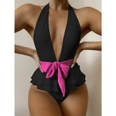New Sexy One Piece Swimsuit Female Solid Women Swimwear Push Up Bathing Suits Bodysuits Beach wear Deep V-neck Monokini
