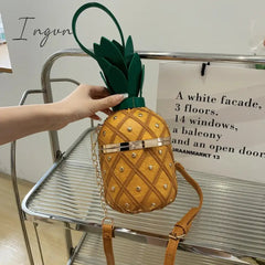 Ingvn - Women Bag 2024 Fashion Cute Pineapple Design Shoulder Bag Originality Design Ladys Crossbody Bag Metal Chain Handbag