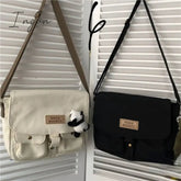 Ingvn - Top Canvas Bag Youth Ladies Messenger Bag Female Students Handbags Shoulder Bag Solid Color Letter Crossbody Bags for Women Bag