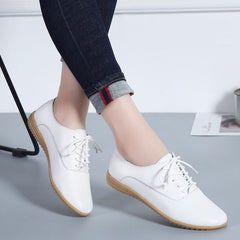 GHJIOL 2026 Spring Women Oxford Shoes Ballerina Flats Shoes Women Genuine Leather Shoes Moccasins Lace Up Loafers Zapatos Mujer