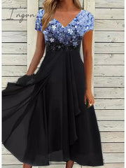 Ingvn - Women's Casual Dress Lace Dress Sheath Dress Midi Dress Black Blue Purple Short Sleeve Floral Ruched Fall Spring Summer V Neck Stylish Vacation Weekend 2023 S M L XL XXL 3XL 4XL 5XL