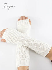 Ingvn - Solid Color Keep Warm Jacquard Knitted Sleevelet