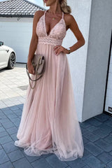 Ingvn - Sexy Solid Mesh Halter Cake Skirt Dresses
