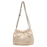 Ingvn New Cute Small Bow Tie Design Crossbody Bags for Women Y2K Style Silver Handbags Leather Crossbody Bag Party Purses