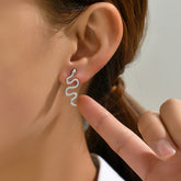 1 Pair Snake Shaped Dangle Earrings - Trendy Minimalist Stud Earrings with Gothic Style, Suitable for Daily Party Wearing, Hypoallergenic and Nickel-Free for Sensitive Skin, Perfect Gift for Ladies