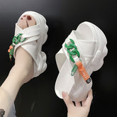 Shoes House Slippers Platform Slides Slipers Women Heeled Mules Black Sandals Fashion Lady High Summer Beige Luxury Girl