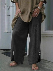 Ingvn - Linen Casual Solid Pants