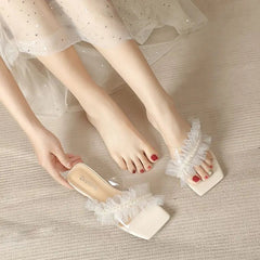 Ingvn Woman Slippers Rubber Sandals Crystals Summer Rhenstone Slides Low Heel Shoes for Women Clear Wedding Jewels Open Toe B Vip