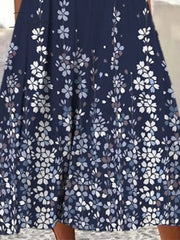 Ingvn - Women's Casual Dress Shift Dress Midi Dress Navy Blue 3/4 Length Sleeve Floral Ruched Summer Spring Crew Neck Basic Vacation Fall Dress Summer Dress 2023 S M L XL XXL 3XL