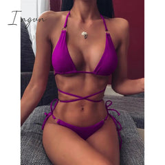 Ingvn - 2023 Trends Sexy Micro Bikini Criss Cross Swimwear Bandage Woman Swimsuit Female Thong Bikinis Set 2 Piece Women Bathing Suit Beachwear