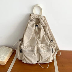 Ingvn Light Drawstring Pocket Women Backpack Nylon School Laptop Girls Backpack Causal Korean Style Travel Backpacks for Women Bag