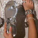 Ingvn - Casual Toe Loop Detailing Jelly Slippers