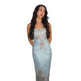 women's clothing summer new blue suspenders island style retro tie-dye hot girl sexy print dress