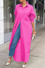 Ingvn - Casual Buttons Long Sleeve Shirt Dress Dresses(5 Colors)