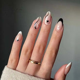 24pcs/Box Almond False Nails Press On Nails Detachable Fake Nail Tip gold heart with Design Manicure Patches Press On Nails