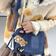 INGVN Bow Tie Shoulder Bag Spring Korean Fashion Handbags for Women Casual PU Leather Solid Colour Elegance Coin Purse