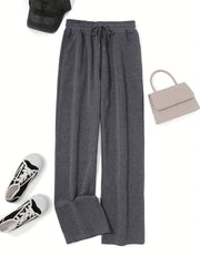 Comfortable High-Waisted Drawstring Sweatpants - Women's Fashion Clothing - Elastic Loose Fit, Long Length, Casual Style, Soft Fabric, Perfect for Daily Wear
