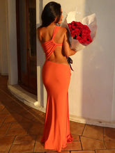 Irregular Ruched Sexy Maxi Dress For Women Gown Hollow Out One Shoulder Sleevelessdraped Bodycon Club Party Long Dress