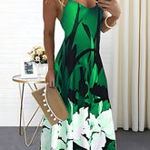 Chic All-Season Floral Midi Dress: Casual Comfort, Vibrant Design, Easy-Care Fabric - Perfect for Everyday Elegance