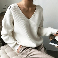 Ingvn - Colorfaith Winter Spring Women's Knitwear sexy V-Neck Minimalist Tops Korean Irregular Hem Knitted Casual Sweaters SW8112