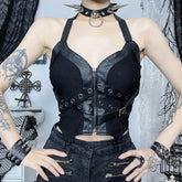 Dark Gothic Vintage Bandage Vest Women Harajuku Punk grunge halter corset camis Emo Alternative Streetwear rave outfit