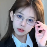 INGVN Y2K Harajuku Small Square Frame Glasses Women Retro Metal Eyeglasses Clear Reading Spectacle Blue Light Blocking Eyewear