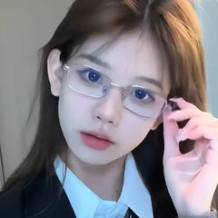 INGVN Y2K Harajuku Small Square Frame Glasses Women Retro Metal Eyeglasses Clear Reading Spectacle Blue Light Blocking Eyewear