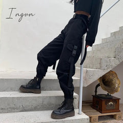 Ingvn - Spring Outfits Trends Big Pockets Cargo Pants Women Elastic High Waist Loose Streetwear Summer Pant Baggy Tactical Trouser Hip Hop Joggers Pants