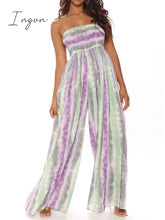 Ingvn - Women's Jumpsuit Pocket High Waist Tie Dye Leopard Strapless Holiday Street Daily Regular Fit Sleeveless Yellow Pink Purple S M L Summer Fall