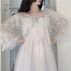 Ingvn - Sannian Actual Photo Of Long Sling Dress With Lace Sunscreen In Soft Yarn In Summer Of 2 Piece Set Women Sleeveless Dress