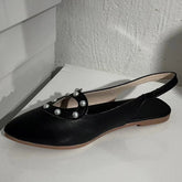 Plus Size 41 42 43 Women's Flats Pointed Toe Sandals Rivet Slip on Flat Shoes for Woman Beach Shoes Leather Summer Heart 1072N