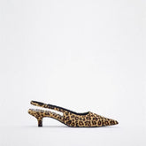 Women's Flat Bottom Slingback Sandals Leopard Pointed End Woman Mules Summer Fashion Animal Print Low-heel Beach Shoes