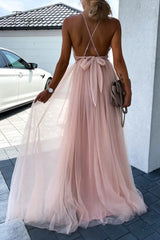 Ingvn - Sexy Solid Mesh Halter Cake Skirt Dresses