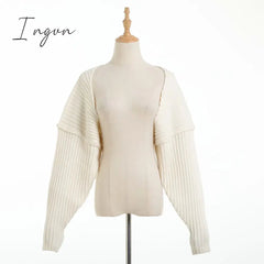 Ingvn - Sexy cropped cardigan knitted short cardigan sweaters for women fashion cute tops korean style long sleeve top batwing sleeve