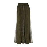 Green Field Mist Retro Lace Skirt Women's Antique Mori Niche Dipping Zipper Design A- Length Skirt Summer