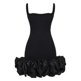 Women Formal Party Spaghetti Strap Bodycon Solid Color Pleated Ruffle Hem Sleeveless Sheath/Column Wedding Gown Bodycon Dress