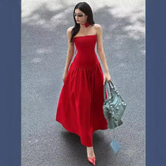 women's clothing summer new temperament elegant pleated design flower waist suspender dress