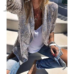 Ingvn - Women's Blazer Sequins Coat Sparkle Coa White Black Gold Open Front Long Sleeve,Sequin Jacket Shine Bright Like Diamond tParty Evening Spring Autumn Regular Fit S M L XL XXL