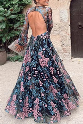 Ingvn - Elegant Floral Patchwork O Neck Printed Dress Dresses