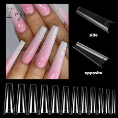 Transparent Stiletto Fake Nail Tips Acrylic False Nail Tips Long Shape Half Cover Coffin Professional Nail Art