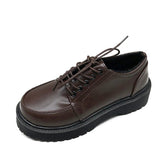 Black Brown Vintage Flats Shoes Women 2026 Spring Summer Fashion Comfortable Lace Up Platform Oxford Loafers Casual Boat Shoes