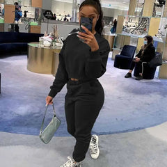 Ingvn - Women Tracksuit Set Jogger Matching Sets Lounge Wear Autumn Winter Sweatsuits for Women Sport Suit Set Two Piece Outfits Casual